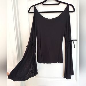 Pink Polkadot by Sharise Neil Black Open Arm & Shoulder Scoop Neck Top Sz. S